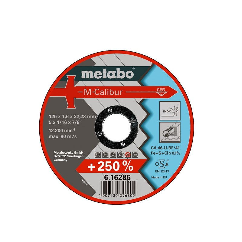 Disco de Corte M-Calibur METABO de 5" (125 x 1.6 mm) METAL E INOX | Máquinas y Equipos Comerciales, S.A. 