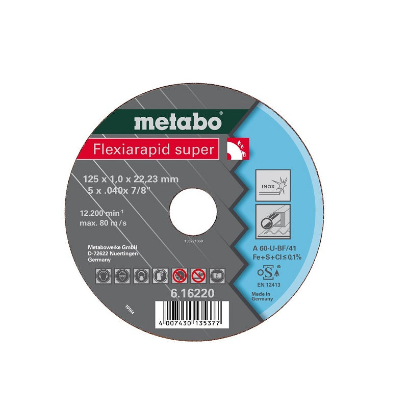 Disco de Corte METABO (Flexiarapid Super) de 7" (180 x 1.6 mm) METAL E INOX | Máquinas y Equipos Comerciales, S.A. 