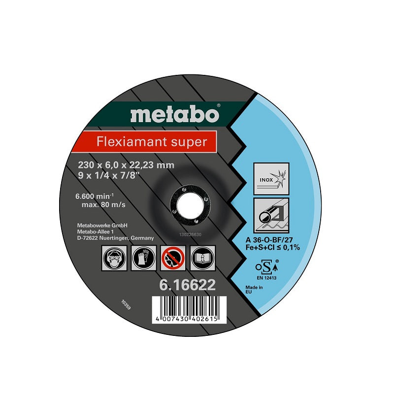 Disco de Desbaste METABO (Flexiamant Super) de 7" (180 x 6 mm) INOX | Máquinas y Equipos Comerciales, S.A.
