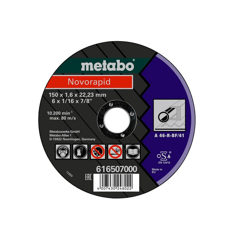 Disco de Corte METABO (Novorapid) de 6" (150 x 1.6 mm) METAL | Máquinas y Equipos Comerciales, S.A. 
