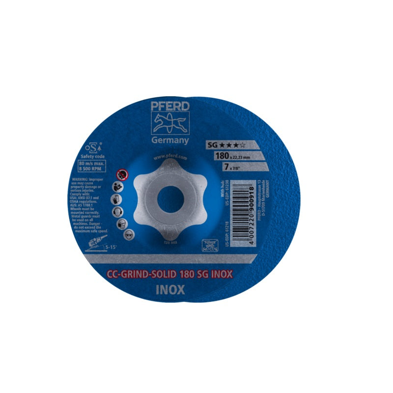 Disco de Desbaste PFERD (CC-Grind) de 7" (180 mm) SG INOX | Máquinas y Equipos Comerciales, S.A. 